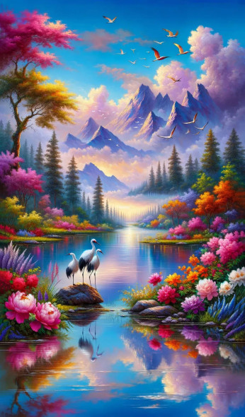 Whispers Of The Valley: Oil Paint Serenity (PRT-15697-103986) - Canvas Art Print - 25in X 42in