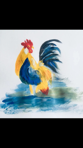 Cookoo Colour Splash (ART-15940-104141) - Handpainted Art Painting - 10in X 10in