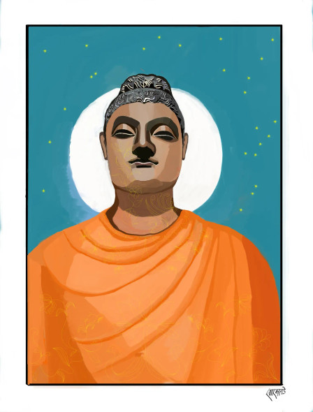 Buddha In Enlightenment (PRT-15952-104228) - Canvas Art Print - 9in X 12in