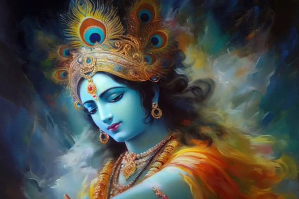 Krishna 12 (PRT-7809-104476) - Canvas Art Print - 12in X 8in