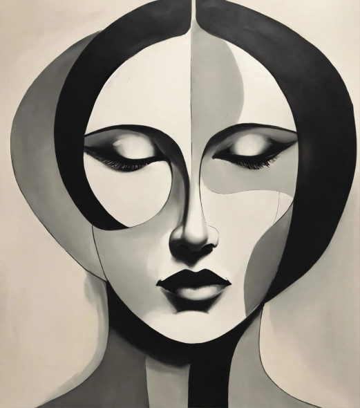 BW Woman Abstract 2 (PRT-8991-104694) - Canvas Art Print - 53in X 60in