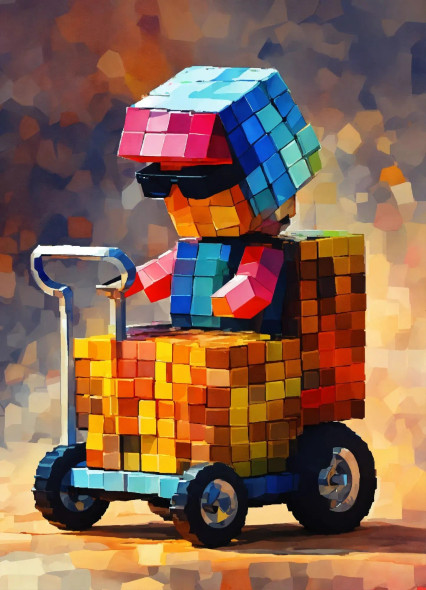 Cubism Robot (PRT-8991-104711) - Canvas Art Print - 43in X 60in