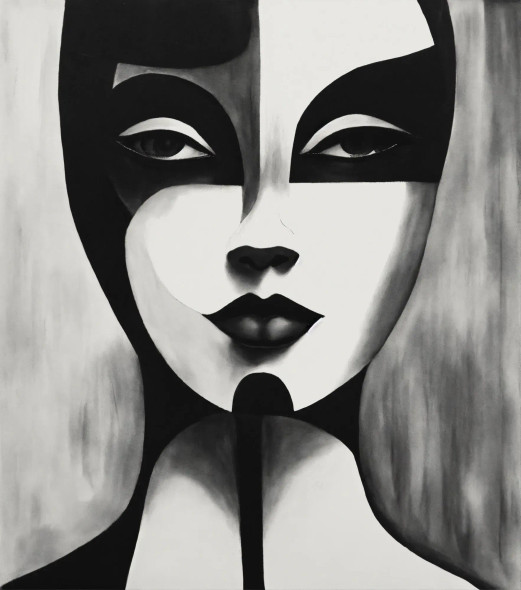 BW Woman Abstract (PRT-8991-104695) - Canvas Art Print - 53in X 60in