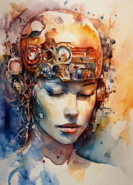 Cyborg 3 (PRT-8991-104720) - Canvas Art Print - 43in X 60in