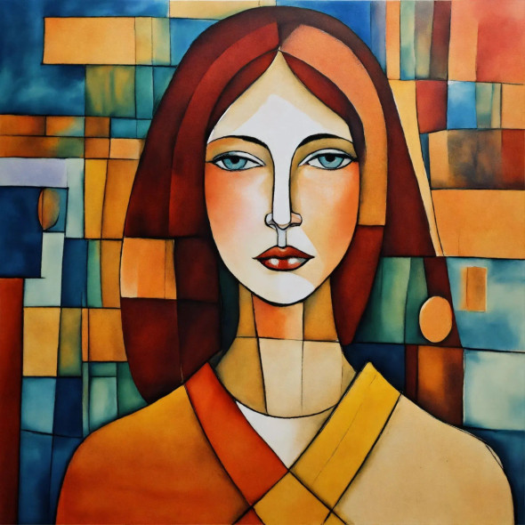 Cubism Front Face (PRT-8991-104708) - Canvas Art Print - 60in X 60in
