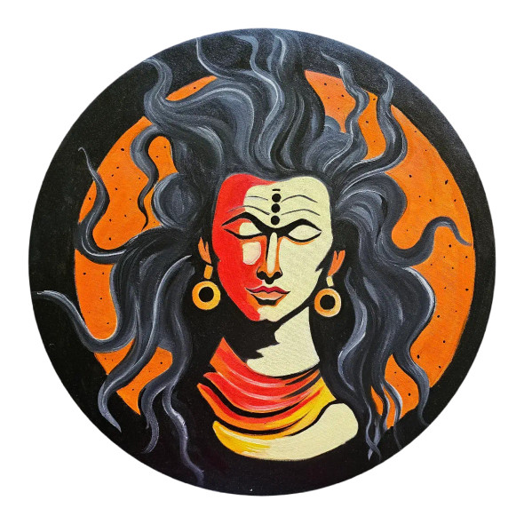 Mahadev (ART-8990-104527) - Handpainted Art Painting - 24in X 24in