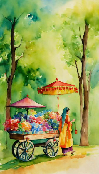 Hindu Festival 3 (PRT-8991-104805) - Canvas Art Print - 34in X 60in