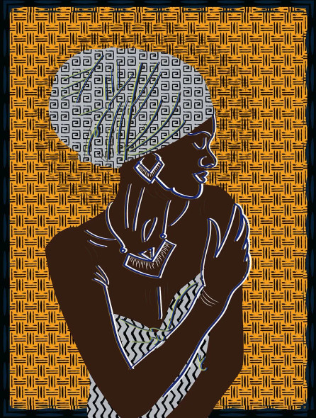 Painting Of African Lady (ART-3053-104666) - Handpainted Art Painting - 24in X 31in