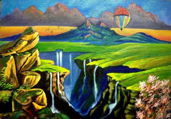 The Solitary Bliss (ART-8271-104660) - Handpainted Art Painting - 14in X 11in