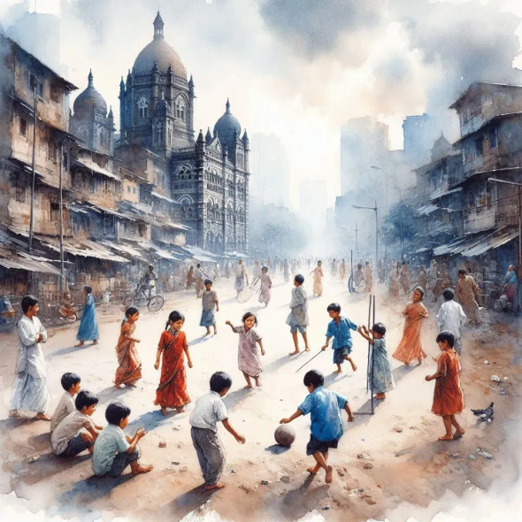 Children Play (PRT-8991-105011) - Canvas Art Print - 60in X 60in
