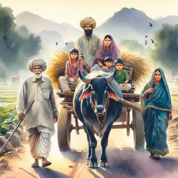 Indian Farmer 2 (PRT-8991-105008) - Canvas Art Print - 60in X 60in