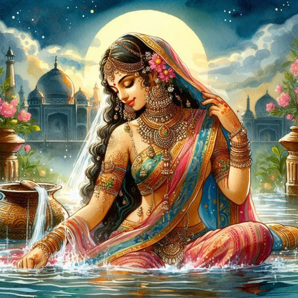 Lady In River 5 (PRT-8991-105232) - Canvas Art Print - 60in X 60in