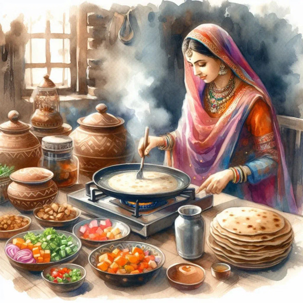 Cooking (PRT-8991-105240) - Canvas Art Print - 60in X 60in