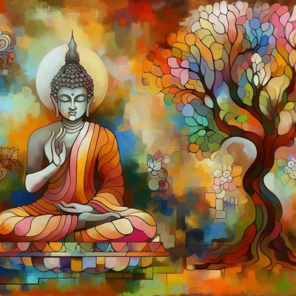 Buddha 12 (PRT-8991-105331) - Canvas Art Print - 60in X 60in