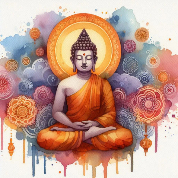 Buddha 5 (PRT-8991-105323) - Canvas Art Print - 60in X 60in