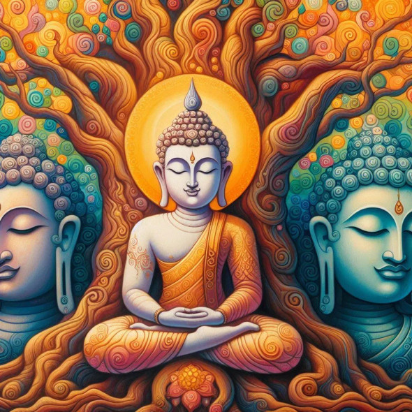 Buddha 18 (PRT-8991-105337) - Canvas Art Print - 60in X 60in