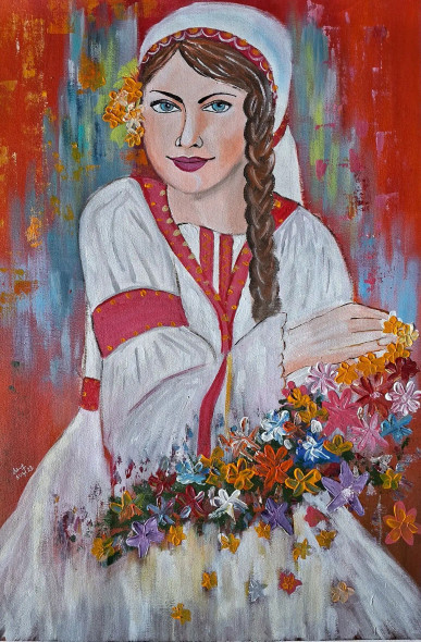 Village Girl (PRT-8347-105355) - Canvas Art Print - 20in X 30in