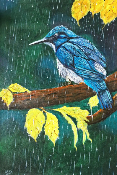 On A Rainy Day (ART-8347-105349) - Handpainted Art Painting - 16in X 24in