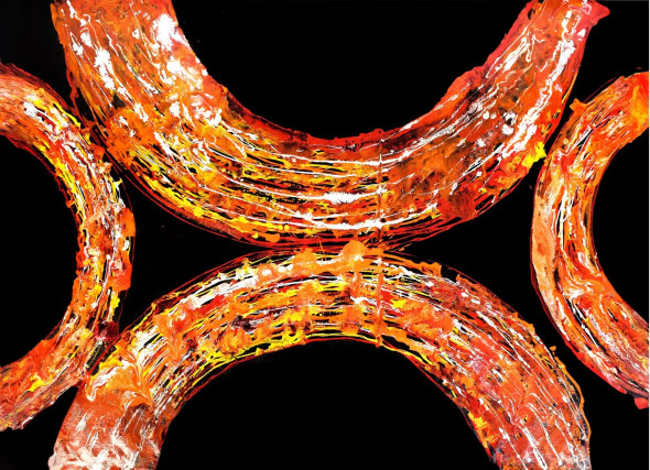Flame (ART-7155-105427) - Handpainted Art Painting - 48in X 68in