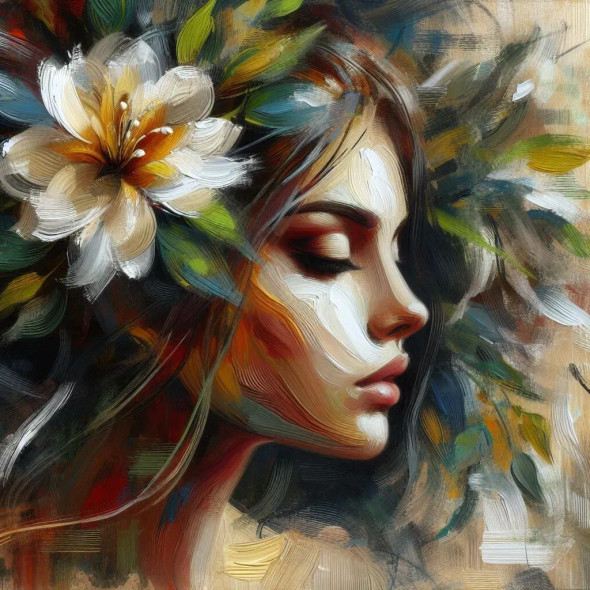 Flower Girl Abstract 4 (PRT-8991-105511) - Canvas Art Print - 60in X 60in