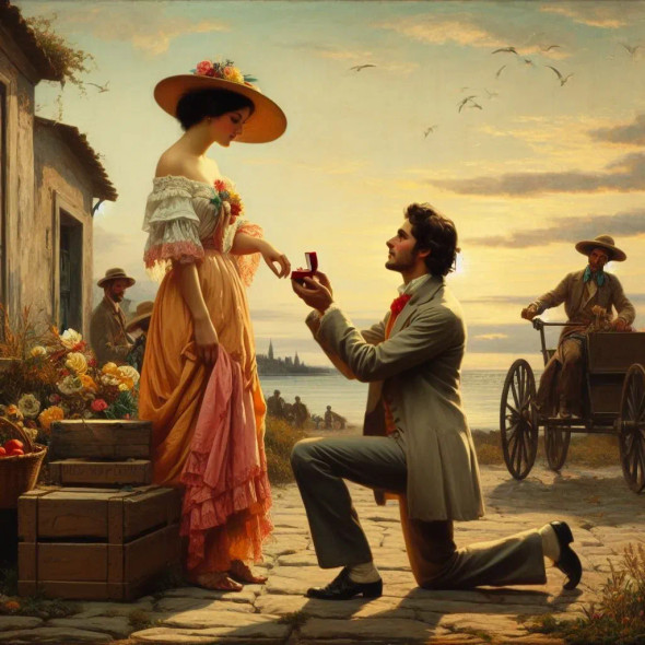 Propose (PRT-8991-105547) - Canvas Art Print - 60in X 60in