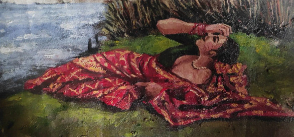 Nandini (ART-7901-105518) - Handpainted Art Painting - 12in X 8in
