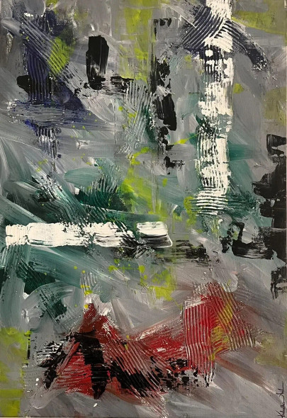 Gray Abstract (ART-5105-105633) - Handpainted Art Painting - 17in X 25in