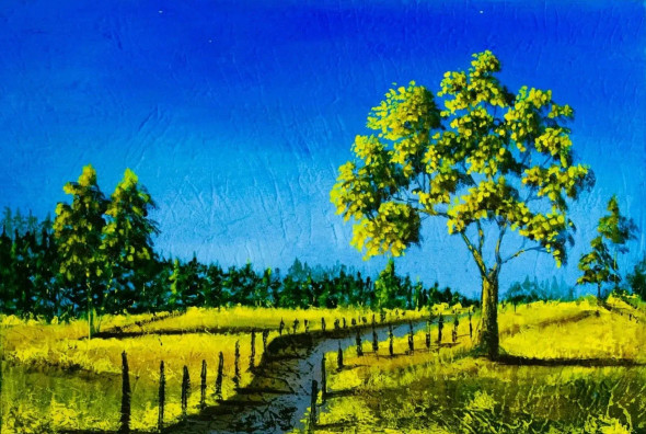 Countryside Landscape (ART-16110-105608) - Handpainted Art Painting - 36in X 24in