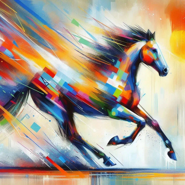 Horse Abstract (PRT-8991-105669) - Canvas Art Print - 60in X 60in