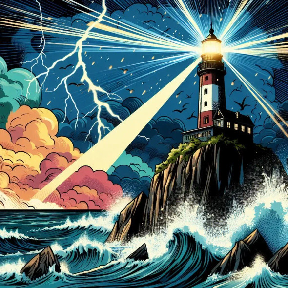 Light House Comics 2 (PRT-8991-105674) - Canvas Art Print - 60in X 60in