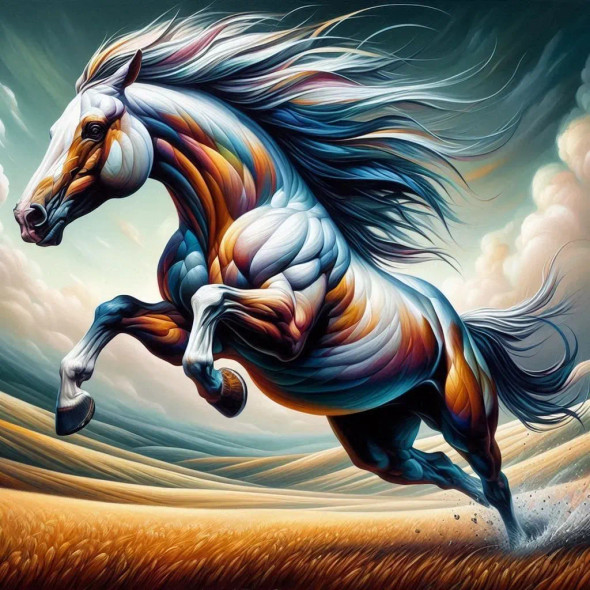 Horse Abstract 3 (PRT-8991-105671) - Canvas Art Print - 60in X 60in