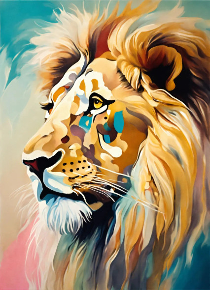 Lion Profile Pop Art 2 (PRT-8991-105791) - Canvas Art Print - 43in X 60in
