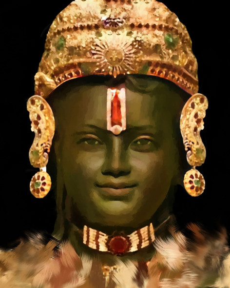 Sacred Illumination: Oil Portrait Of Ram Lala In Ajodhya Temple (PRT-15697-105778) - Canvas Art Print - 34in X 42in