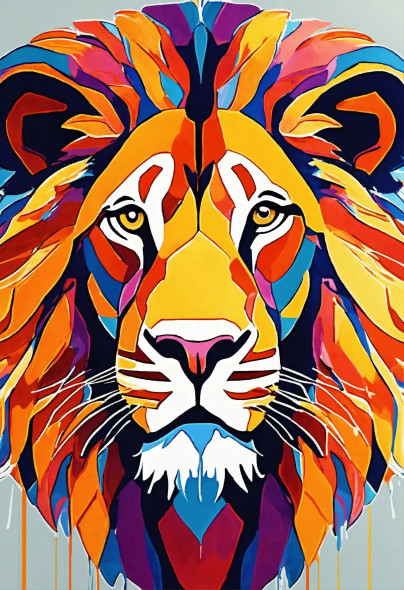 Lion Profile Pop Art (PRT-8991-105789) - Canvas Art Print - 41in X 60in