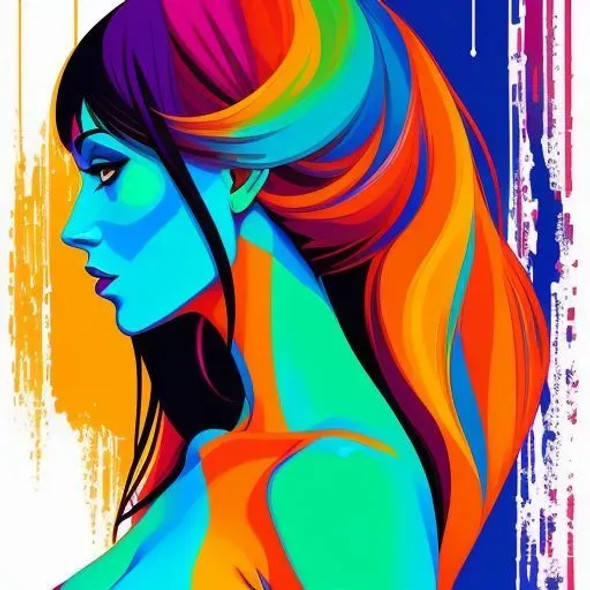Girl Abstract 6524 (PRT-8991-105786) - Canvas Art Print - 60in X 60in
