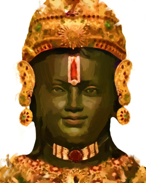 Sacred Illumination: Oil Portrait Of Ram Lala In Ajodhya Temple (PRT-15697-105773) - Canvas Art Print - 48in X 60in