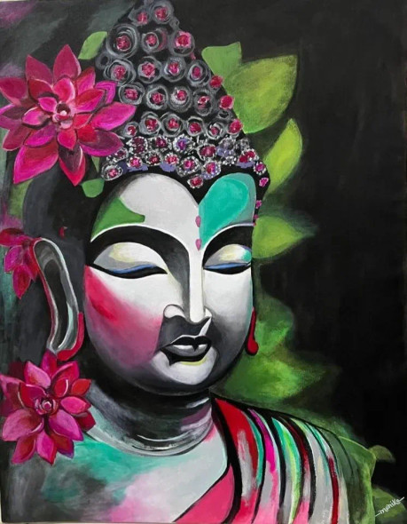 Buddha Painting (ART-16158-105805) - Handpainted Art Painting - 24in X 30in