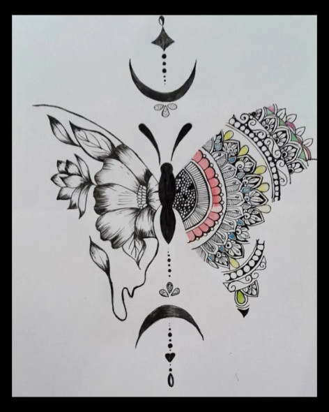 Symmetrical Butterfly Dream (ART-16148-105821) - Handpainted Art Painting - 8in X 11in