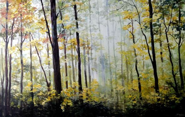 Beauty Of Autumn Forest (ART-1232-105826) - Handpainted Art Painting - 36in X 24in