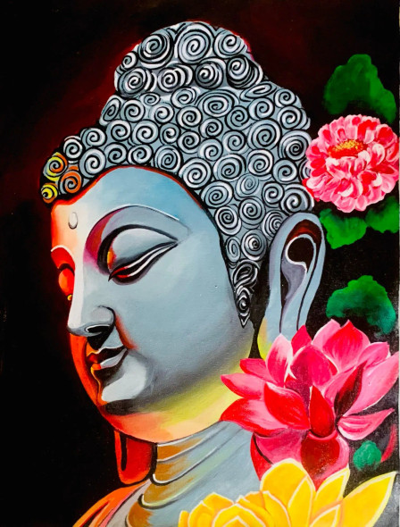 Buddha (ART-15908-105801) - Handpainted Art Painting - 18in X 24in