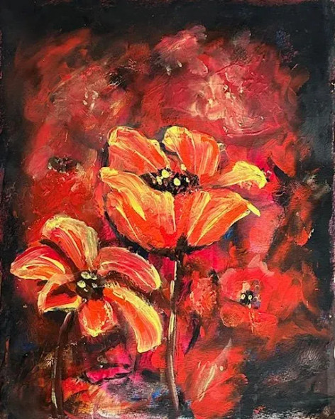 Floral (ART-16110-105829) - Handpainted Art Painting - 11in X 13in