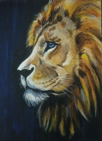 Lion (ART-1304-105848) - Handpainted Art Painting - 8in X 10in
