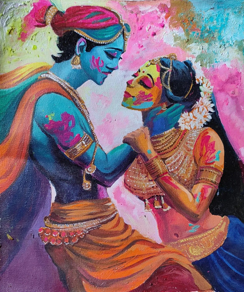 Radha Krishna (PRT-7901-105917) - Canvas Art Print - 35in X 42in