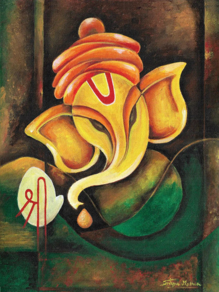 Abstract Ganesha (PRT-1292-105938) - Canvas Art Print - 9in X 12in