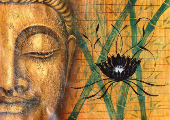 Buddha with black flower,Meditation,Peace,Texture Buddha