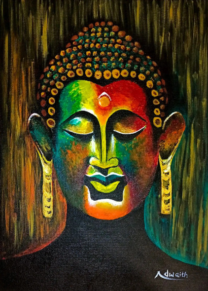 Buddha (ART-16178-105970) - Handpainted Art Painting - 31in X 42in