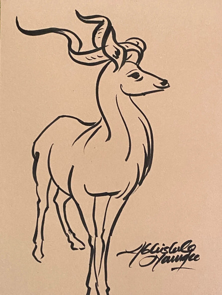Deer (ART-3512-105940) - Handpainted Art Painting - 8in X 12in