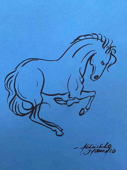 Horse Drawing (ART-3512-105930) - Handpainted Art Painting - 8in X 12in