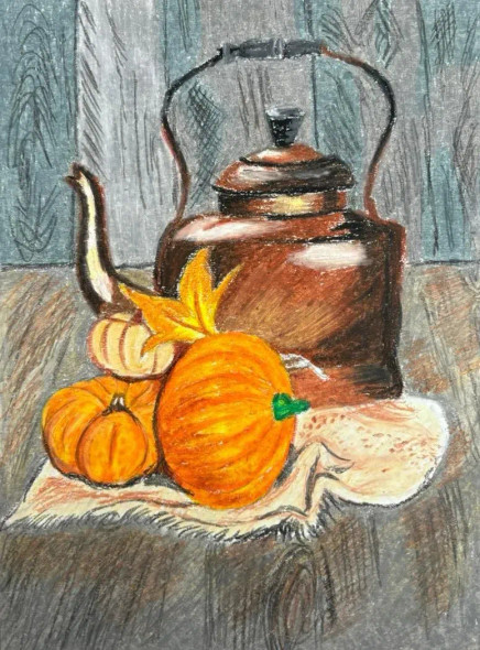 STILL LIFE PAINTING (ART-8429-105966) - Handpainted Art Painting - 8in X 11in