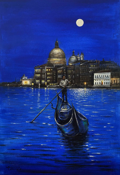 Venice Painting (ART-3512-106010) - Handpainted Art Painting - 12in X 18in